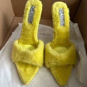 Cape Robbin Bright Yellow Fuzzy Heels